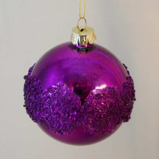 80mm Glass Christmas Baubles Xenia Magenta SECONDS - X20028