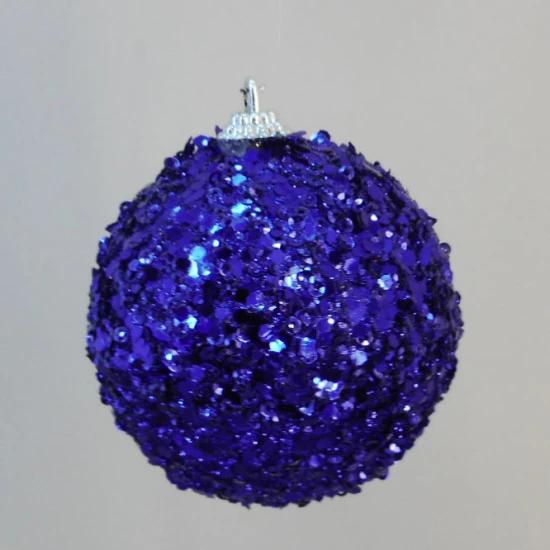 80mm Shatterproof Shimmer Glitterball Christmas Baubles Dark Blue - X20021
