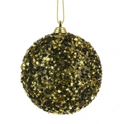 80mm Shatterproof Christmas Baubles Black and Gold Bugle Beads - 17X168