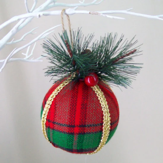 80mm Tartan Christmas Baubles Shatterproof - 15X065