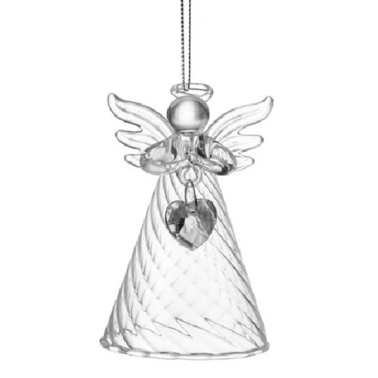 Glass Angel with Heart Christmas Baubles 100mm - X24047 PR
