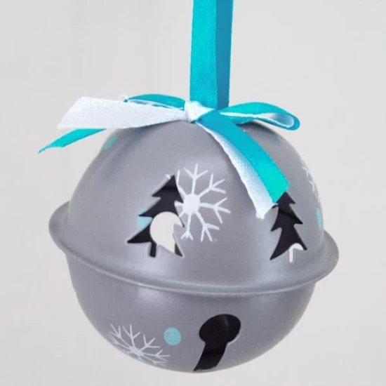 60mm Metal Sleigh Bell Tree Decorations Grey - 14X097