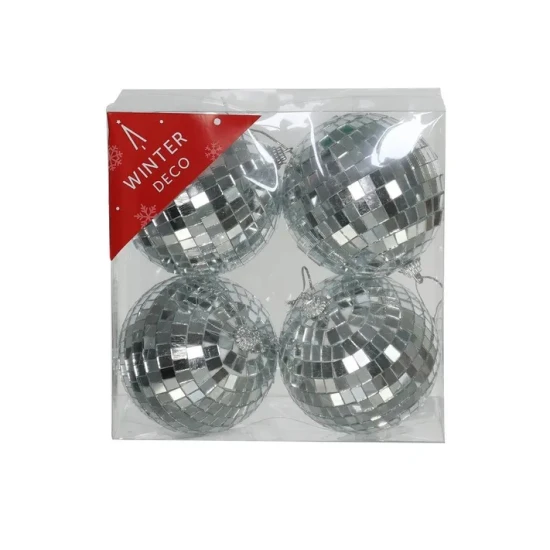 Mirror Disco Ball Christmas Baubles 100mm Pack of 4 -  X25025