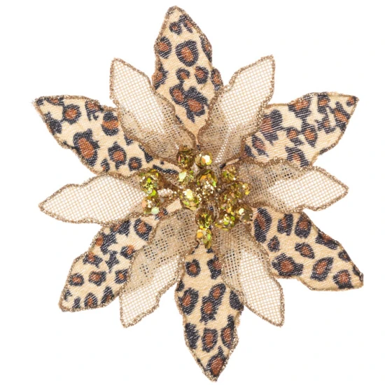 Animal Print Poinsettia Clip Tree Decoration - X21048 BAY1B