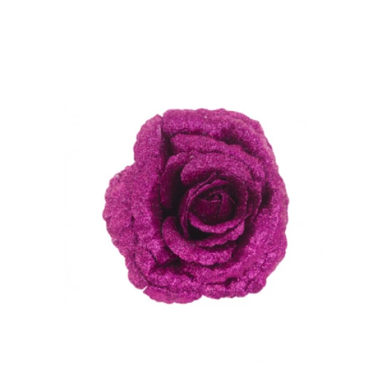 Christmas Clip on Glitter Rose Hot Pink 16cm - X22049