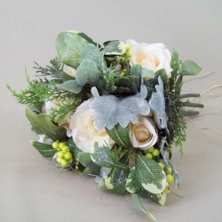 Artificial Flowers Frosty Winter Roses Bouquet - 15X089 