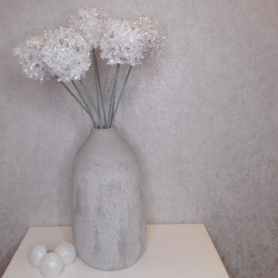 62cm White Glitter Allium - X23004 BAY4B