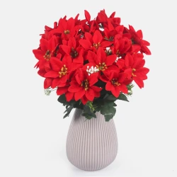 Poinsettia Bush Red Velvet 24 Flowers 38cm - X23054 BAY2D