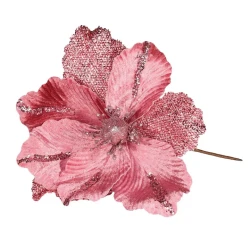 Velvet Magnolia on Short Stem Pink 26cm - X25013