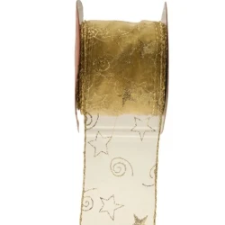 Gold Wired Christmas Ribbon - X20062 1B