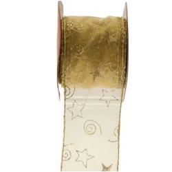 Gold Wired Christmas Ribbon - X20062 1B