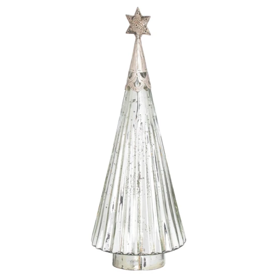 Star Topped Glass Decorative Large Tree 47cm - X24076 BAY4D