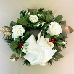 Artificial Roses Wreath White 36cm - X25083