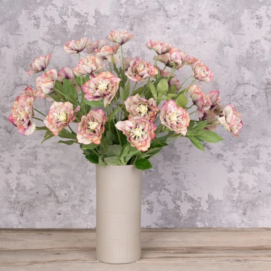 Eco Artificial Hellebore Stem Pink Green 48cm - H198 LL2