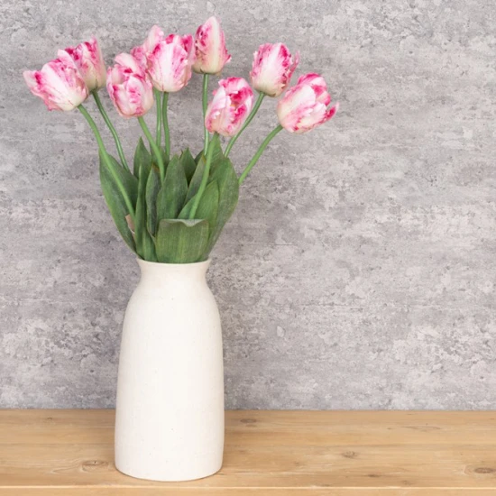 Eco Artificial Parrot Tulip Pink and White 63cm - T047 KK2