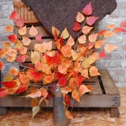 Artificial Birch Leaves Branch Orange - BIR013 AA3