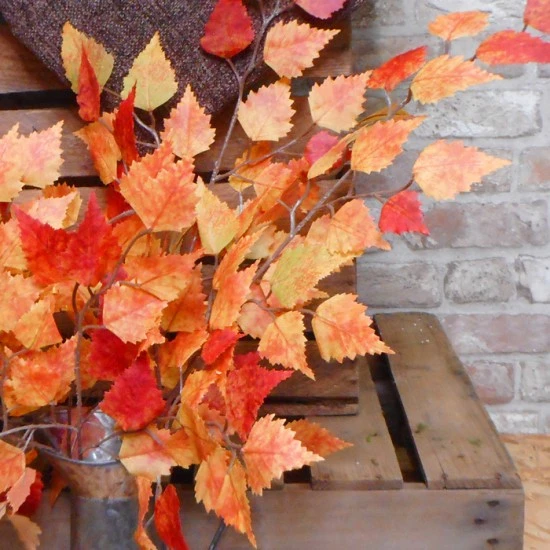 Artificial Birch Leaves Branch Orange - BIR013 AA3