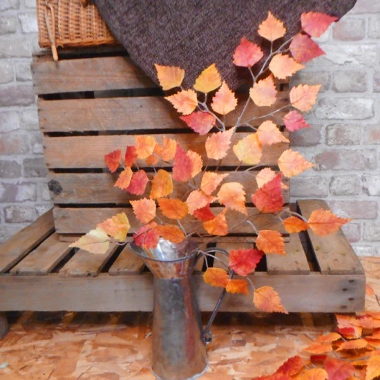 Artificial Birch Leaves Branch Orange - BIR013 AA3