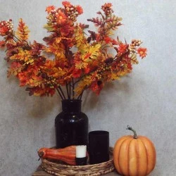 Artificial Oak Leaves and Berries Branch 83cm - OAK014 AA4