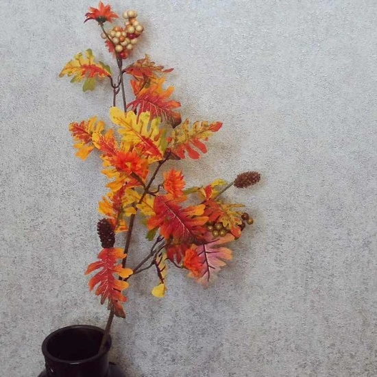 Artificial Oak Leaves and Berries Branch 83cm - OAK014 AA4