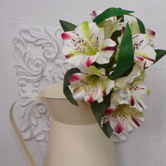 Artificial Alstroemeria Stem Cream Green Pink 48cm  - A057 C2
