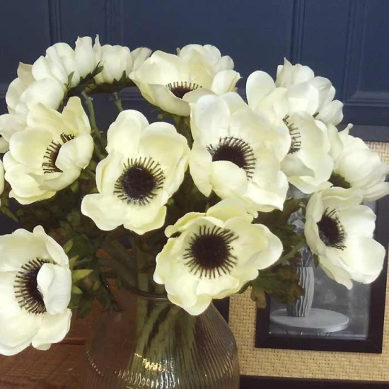 Artificial Anemones Cream 35cm - A015 JJ4