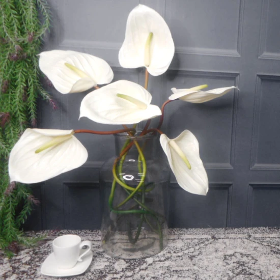 Real Touch Artificial Anthurium Cream 74cm - A132 Q4