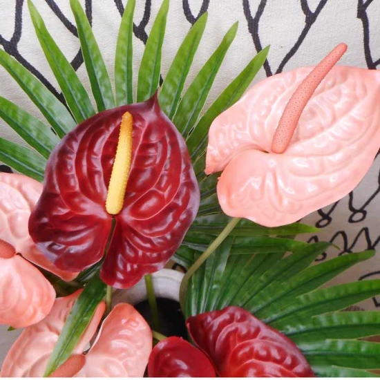 Artificial Anthurium Salmon Pink 70cm - A073 HH4