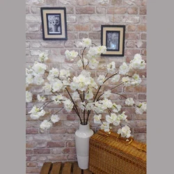 Artificial Peach Blossom Branch Cream 130cm - B009 A1