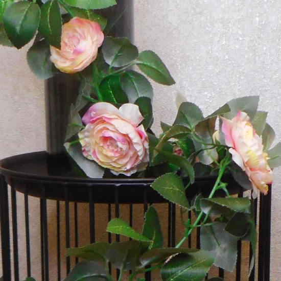 Artificial Camellias Garland Coral Pink Peach 180cm - C026 A4