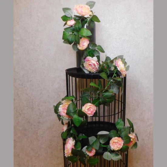 Artificial Camellias Garland Coral Pink Peach 180cm - C026 A4
