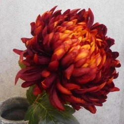 Artificial Bloom Chrysanthemum Dark Orange 73cm - C020 