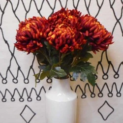 Artificial Bloom Chrysanthemum Dark Orange 73cm - C020 