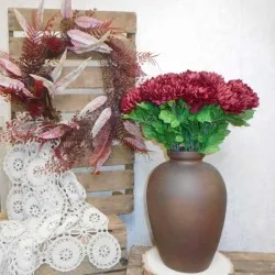 Artificial Chrysanthemums Dark Red 57cm - C175 D4