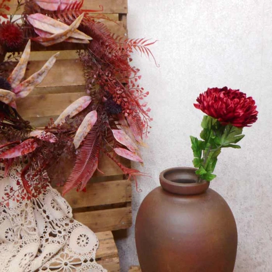 Artificial Chrysanthemums Dark Red 57cm - C175 D2