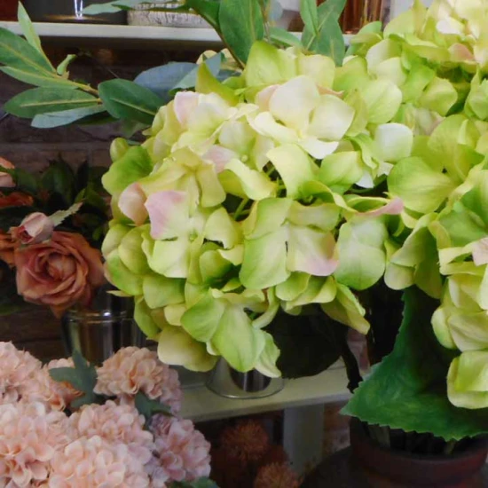 Artificial Hydrangeas Lime Green 67cm - H093 AA2
