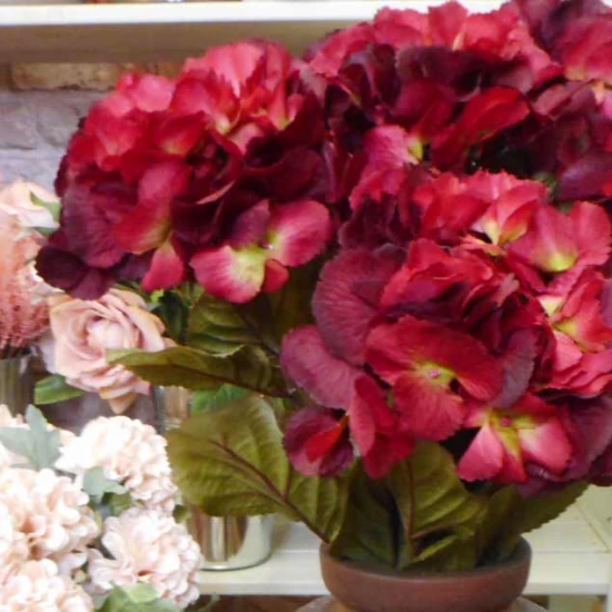 Artificial Hydrangeas Red 68cm - H113 F4