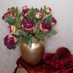 Antique Peony Burgundy | Faux Dried Flowers 50cm - P068 R1