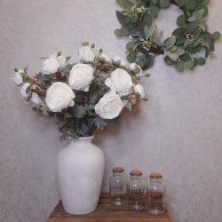 Artificial Peony Flowers Cream 72cm - P133 KK4