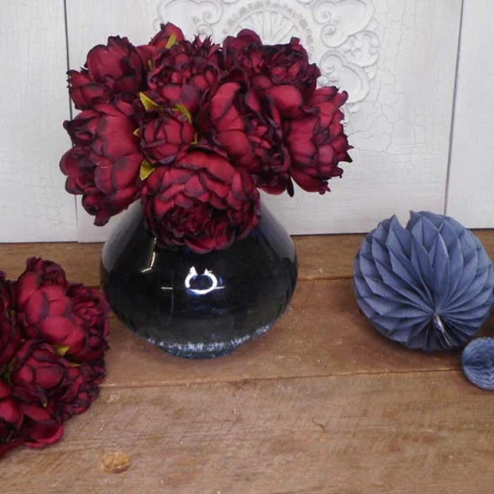 Artificial Peony Posy Burgundy 28cm - P232 