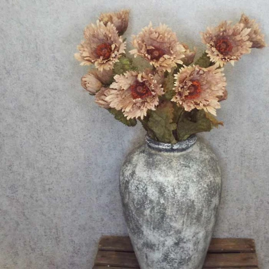 Antique Ruffled Poppy Cappuccino 75cm | Faux Dried Flowers - P035 J1