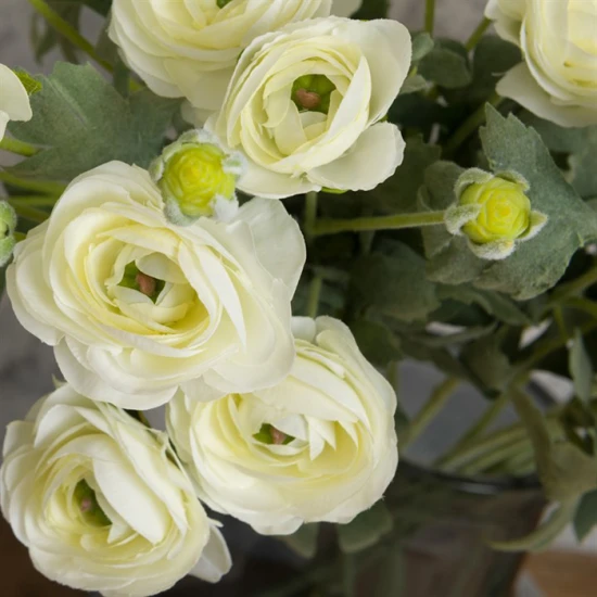 Faux Ranunculus Spray Cream 67cm - R206 