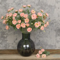 Faux Ranunculus Spray Peach 67cm - R203 