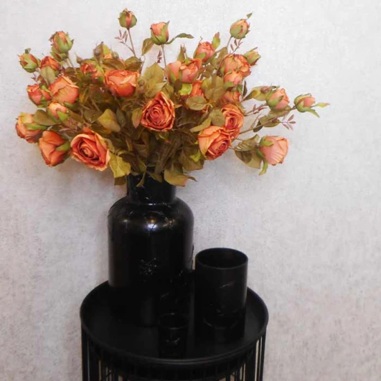 Antique Rose Spray Burnt Orange 64cm | Faux Dried Flowers - R239 N1