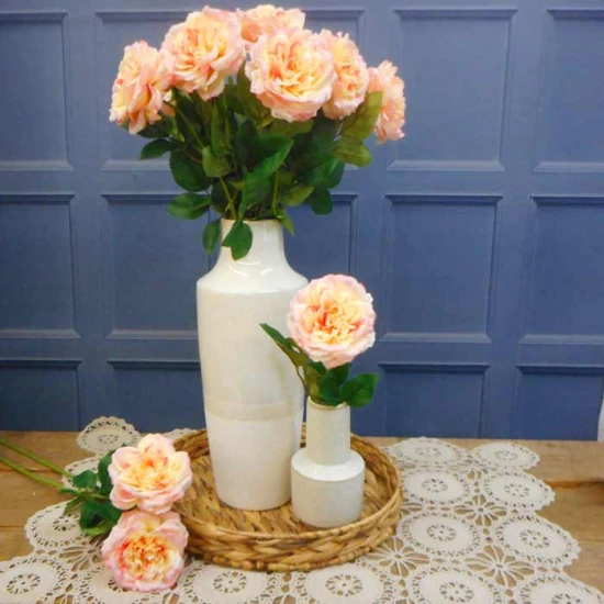 Calypso Artificial Ruffled Rose Peach 70cm - R535 J4