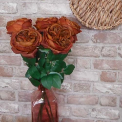 Artificial Cabbage Rose Chestnut Brown 60cm - R779 M3