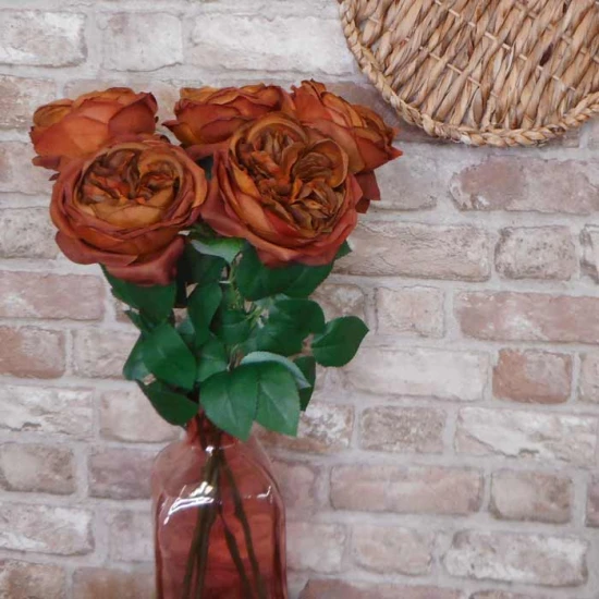 Artificial Cabbage Rose Chestnut Brown 60cm - R779 M3