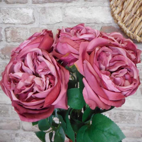 Artificial Cabbage Rose Dark Dusky Pink 60cm - R780 R2