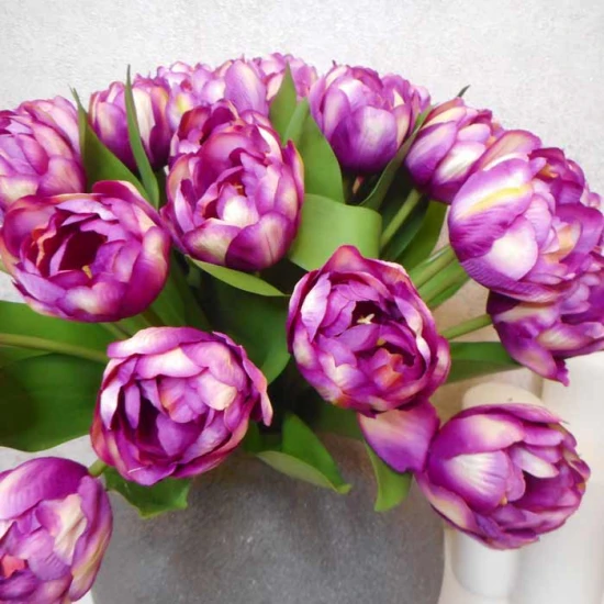Artificial Bicolour Tulips Bundle Purple 40cm - T017 Q3