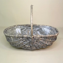 Oval Split Willow Basket Grey Wash 37cm - BKT028